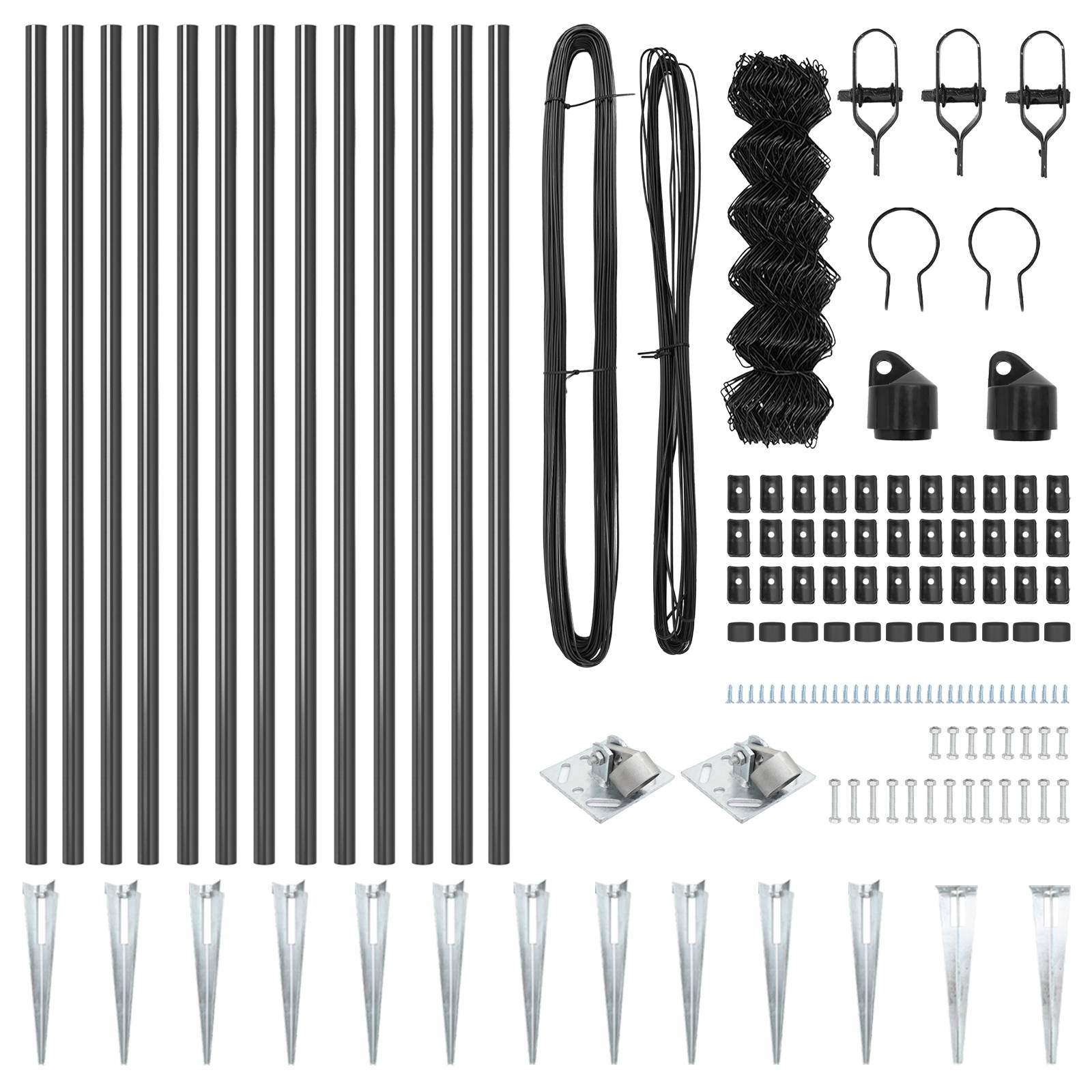 vidaXL Kettengliedzaun mit 13 Spike-Posten 0,8x25 m verzinkter Stahl