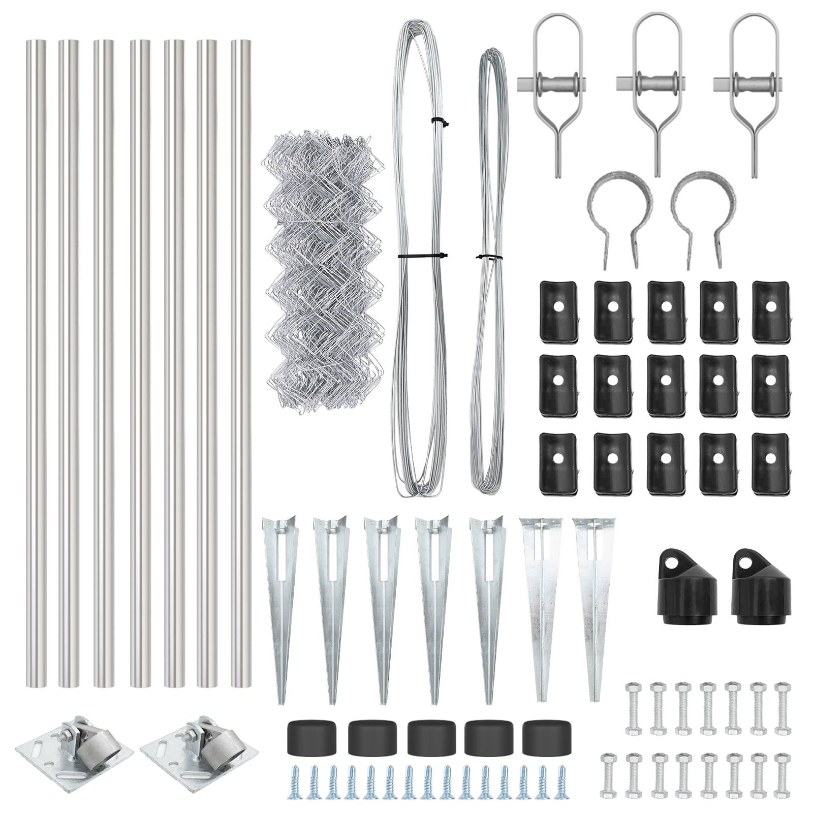 vidaXL Kettenzaun mit 7 Spitzpfosten 0.4x10 m Galvanisierter Stahl