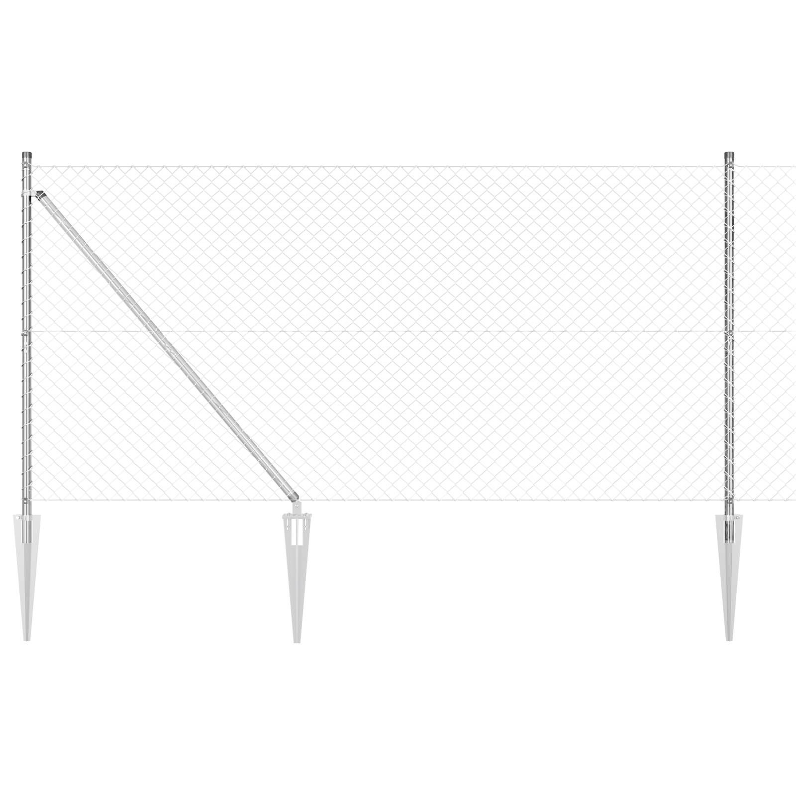 vidaXL Kettenzaun mit 7 Spike-Posts 1,2 x 10 m Verzinkter Stahl