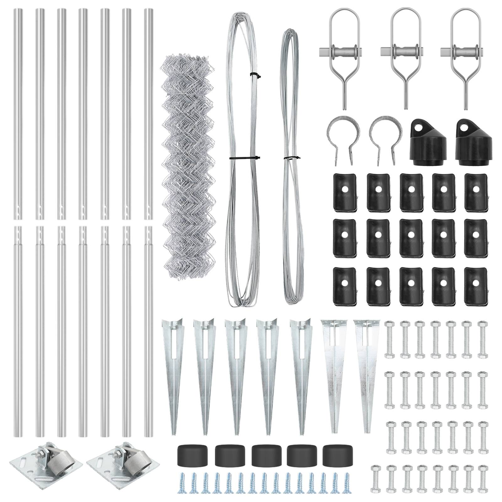 vidaXL Kettenzaun mit 7 Spike-Posts 1,2 x 10 m Verzinkter Stahl