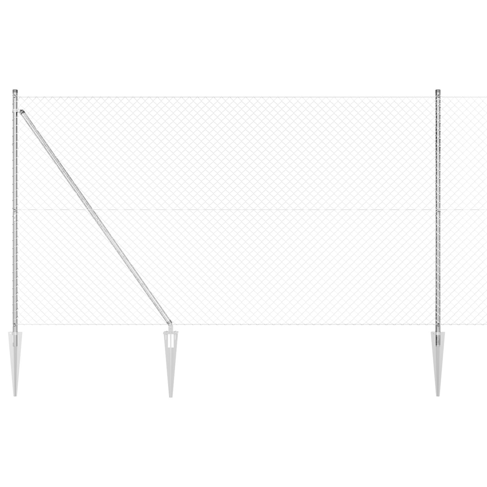 vidaXL Kettenzaun mit 7 Spike-Posten 1,5x10 m aus verzinktem Stahl