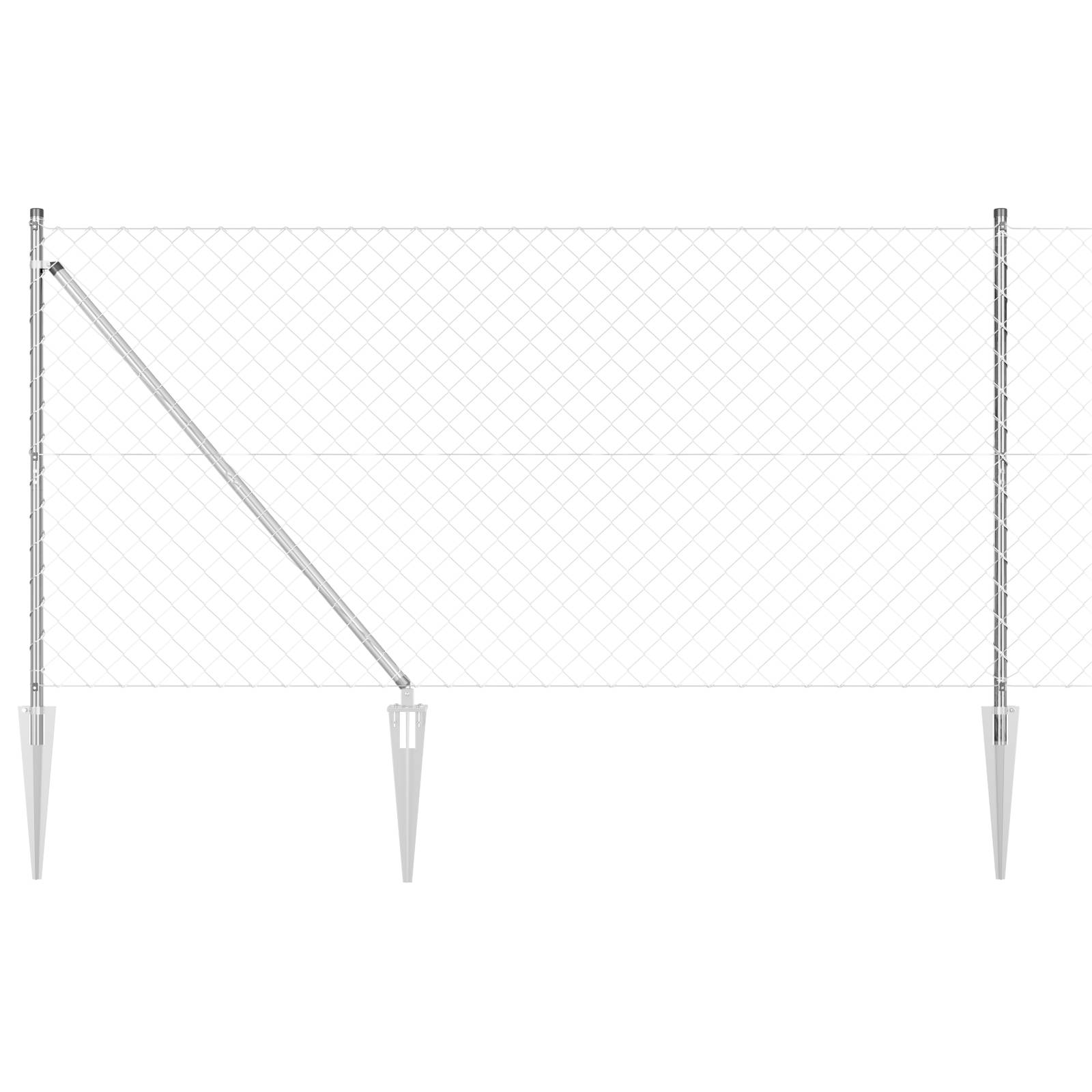 vidaXL Kettengliedzaun mit 7 Pfosten mit Spitze 1,2x10 m Galvanisierter Stahl