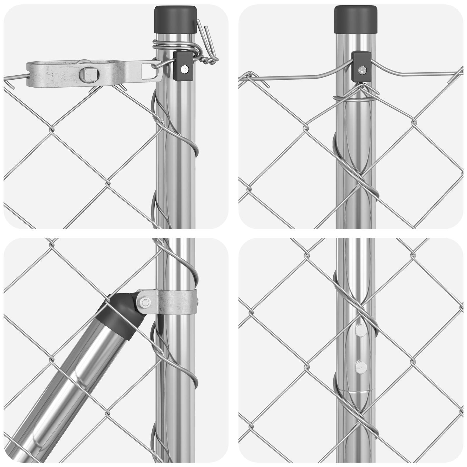 vidaXL Kettengliedzaun mit 7 Spike-Posten 1.5x10 m aus verzinktem Stahl