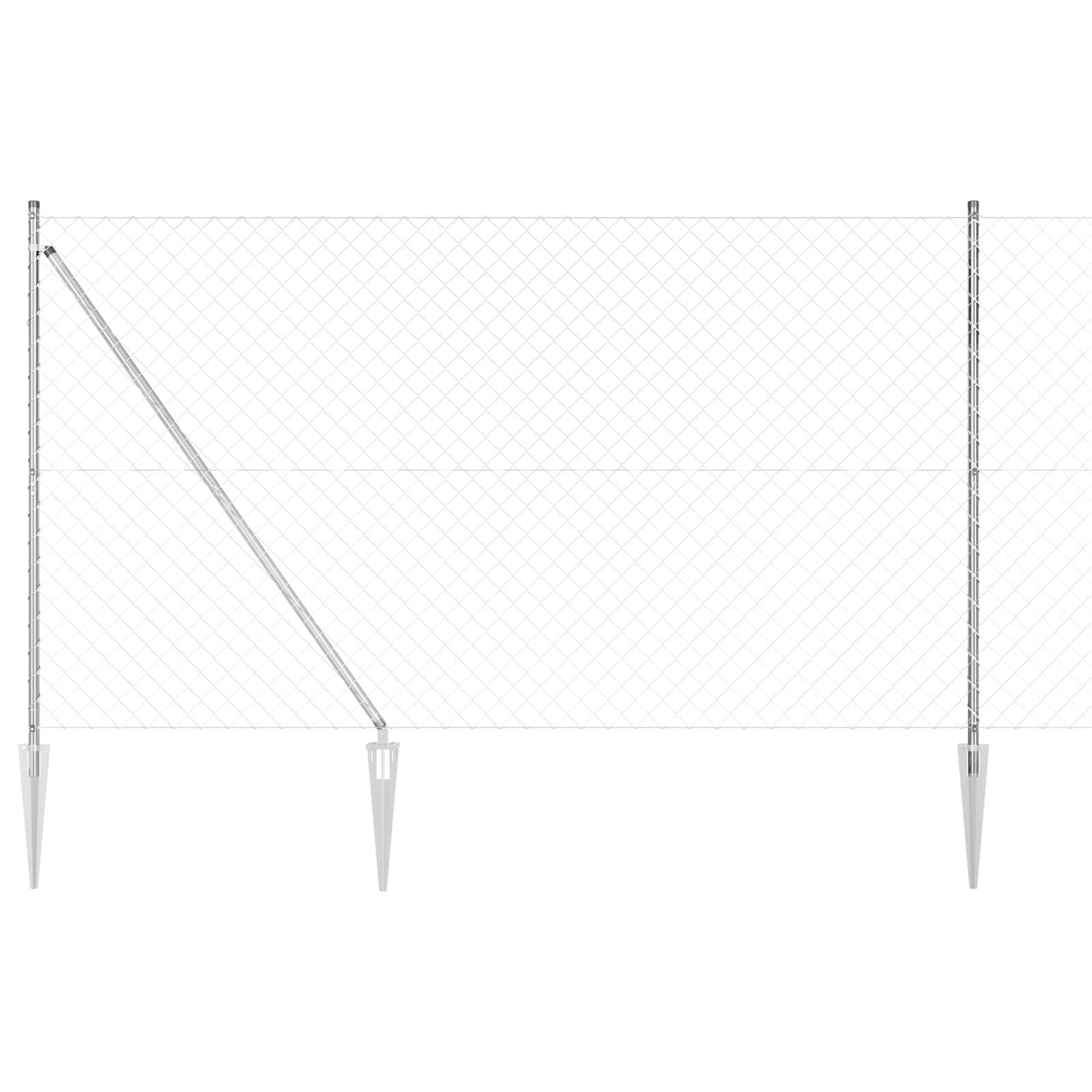 vidaXL Kettengliedzaun mit 7 Spike-Posten 1.5x10 m aus verzinktem Stahl