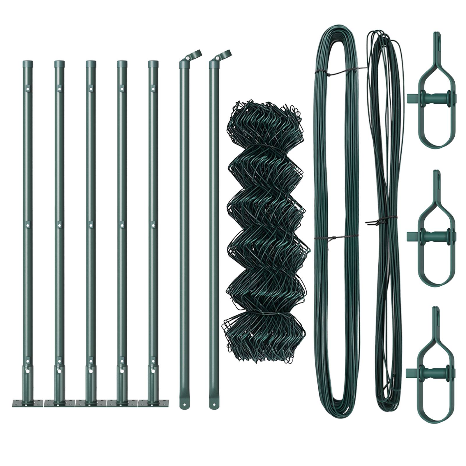 vidaXL Kettenzaun mit 7 Flanschpfosten 0.4x10 m verzinkter Stahl