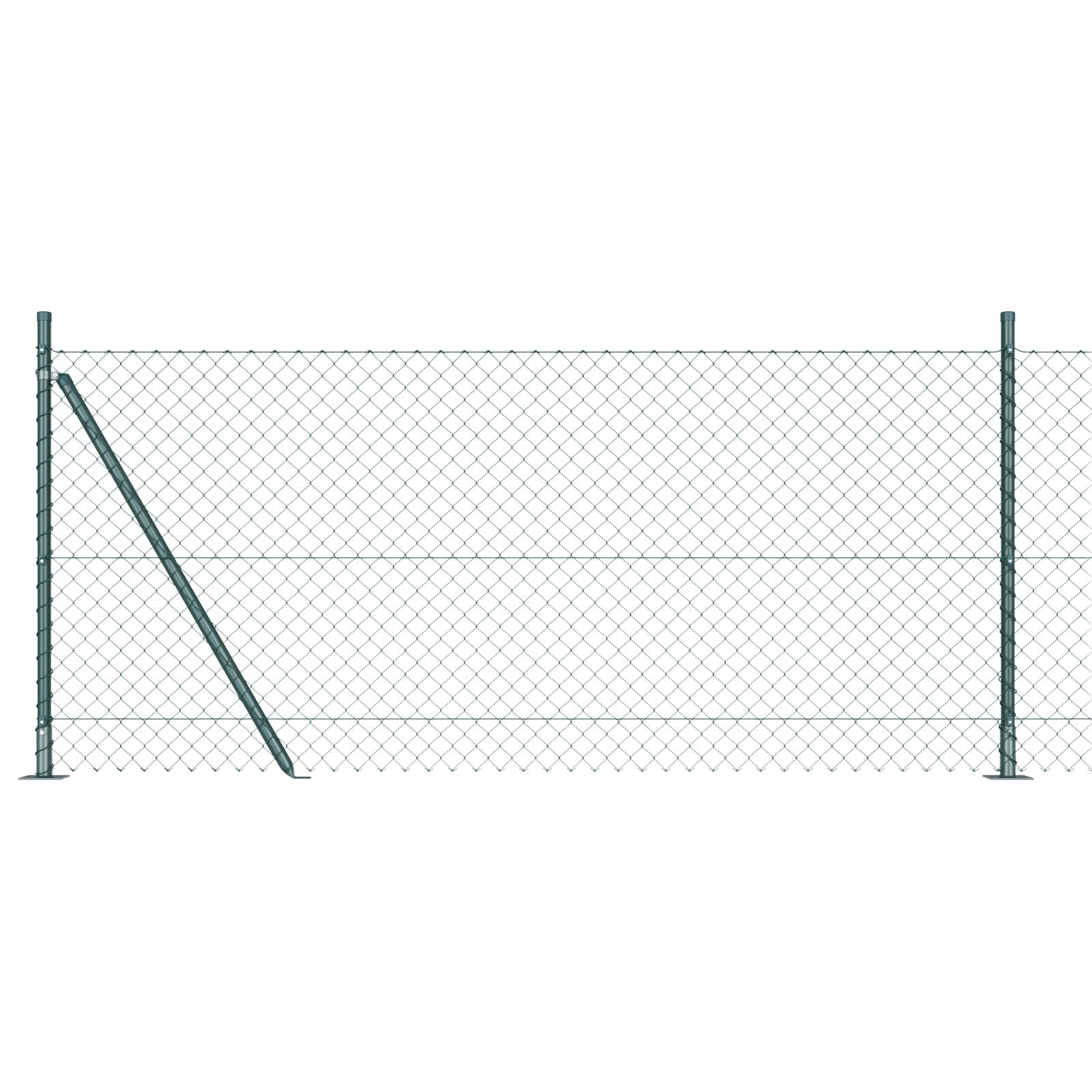 vidaXL Maschendrahtzaun mit 7 Flanschpfosten 1x10 m verzinkter Stahl