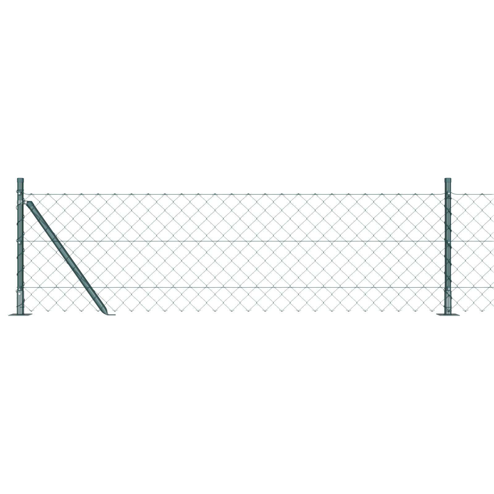 vidaXL Kettengliedzaun mit 7 Flanschen 0.6x10 m feuerverzinkter Stahl