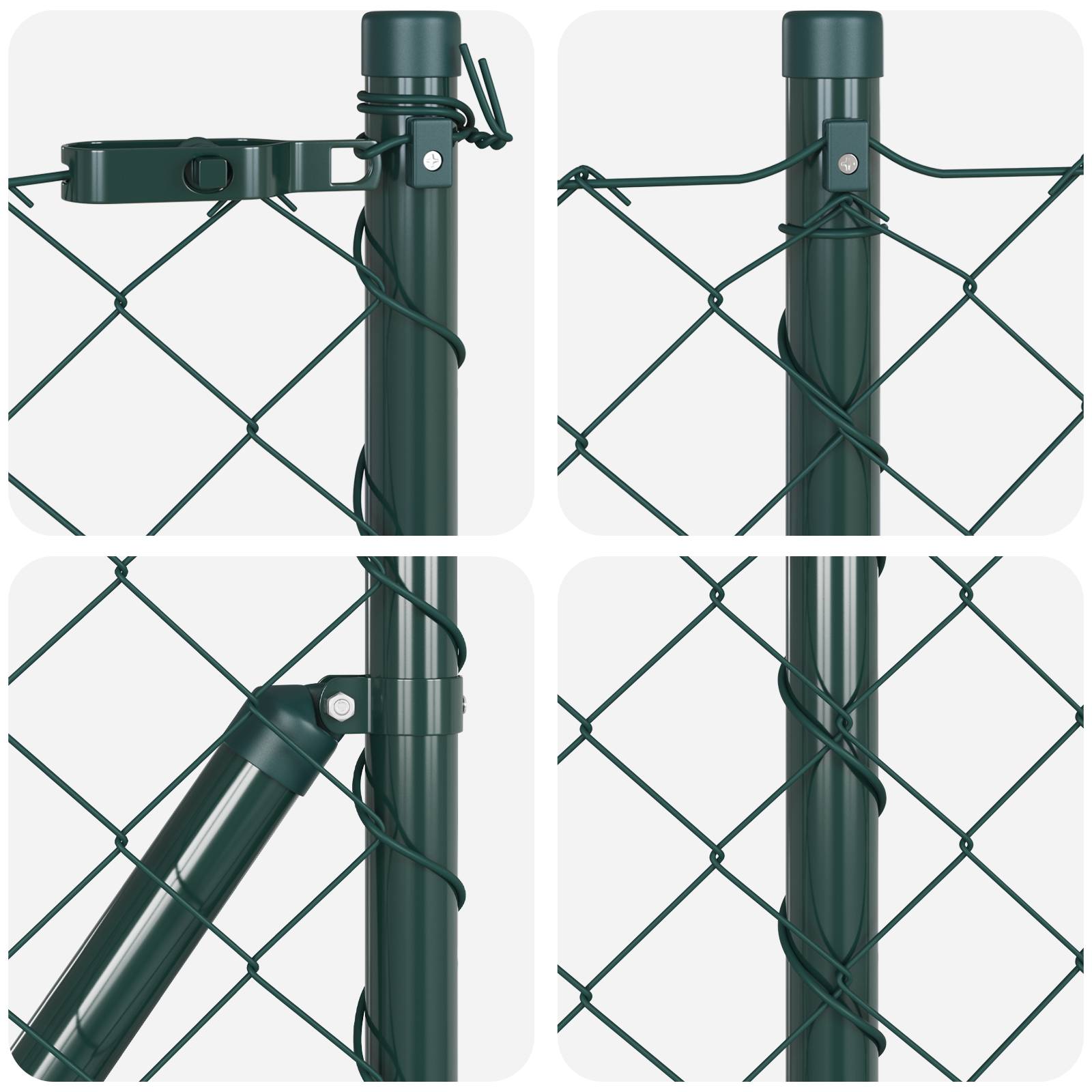 vidaXL Kettengliedzaun mit 7 Flanschpfosten 1x10 m feuerverzinkter Stahl