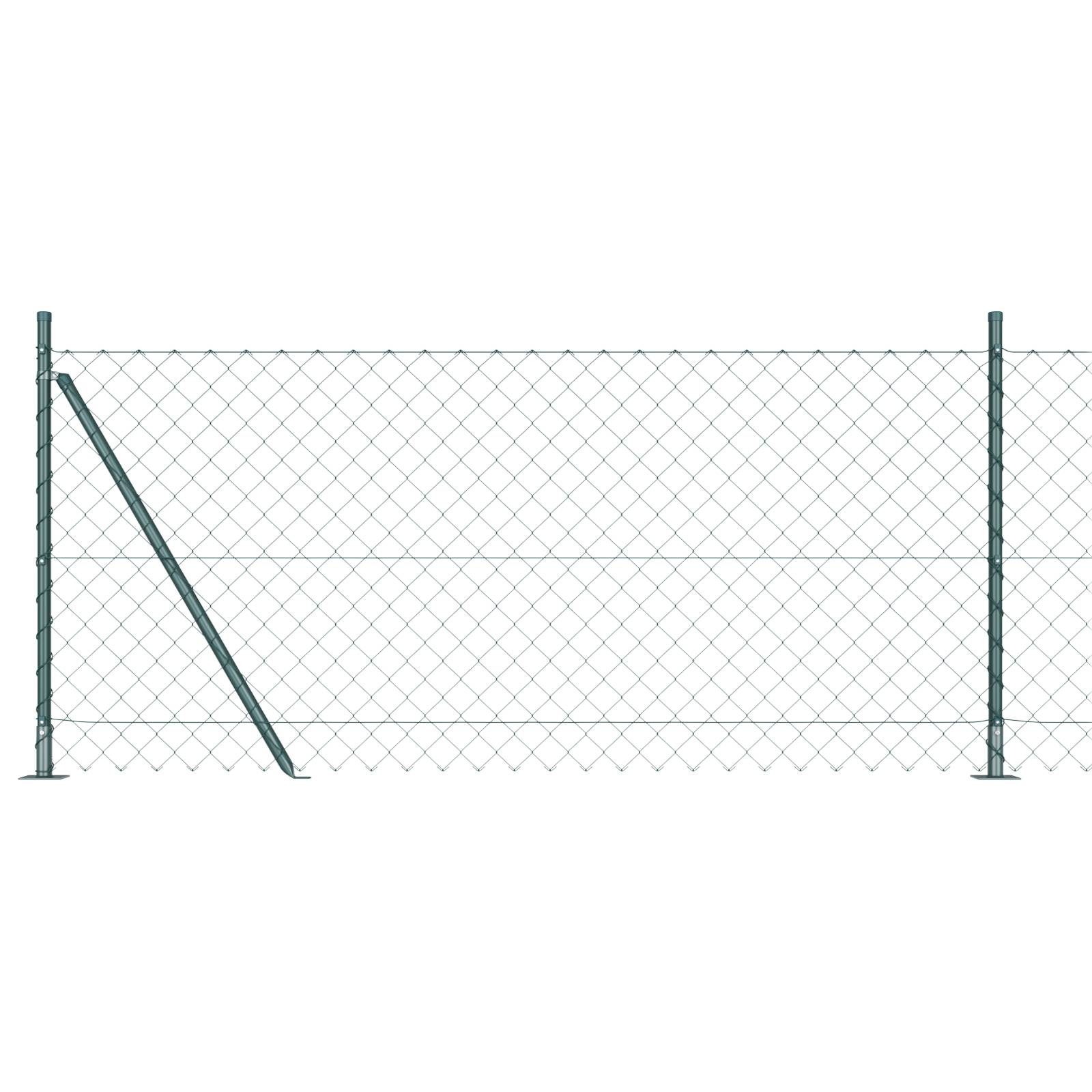 vidaXL Kettengliedzaun mit 7 Flanschpfosten 1x10 m feuerverzinkter Stahl