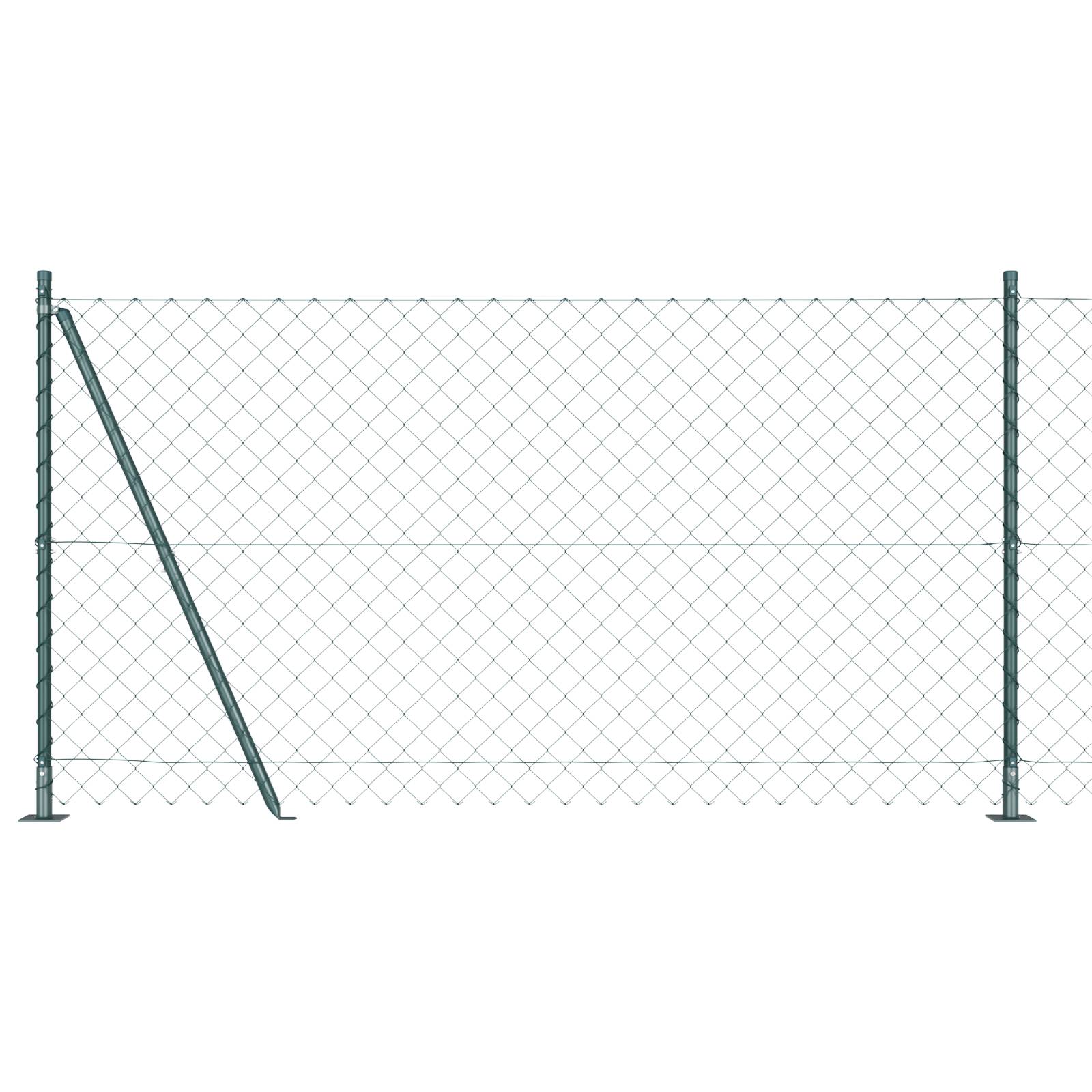 vidaXL Drahtzaun mit 7 Flanschpfosten 1,2 x 10 m Verzinkter Stahl