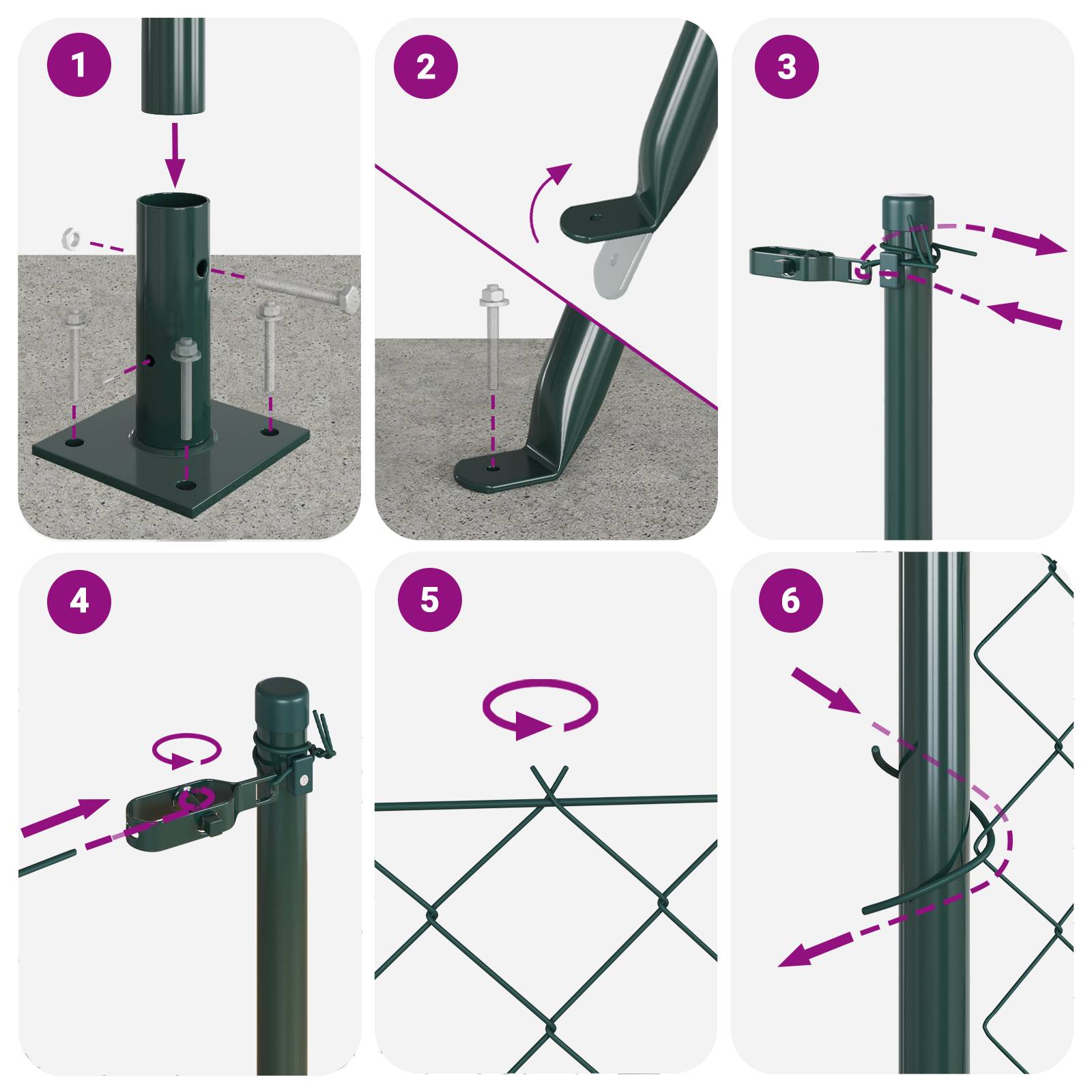 vidaXL Kettengliedzaun mit 7 Flanschpfosten 0,8 x 10 m aus galvanisiertem Stahl