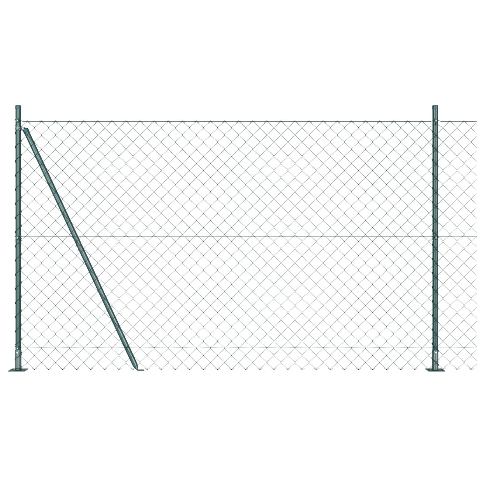 vidaXL Maschendrahtzaun mit 13 Flanschpfosten 1,6x25 m verzinkter Stahl