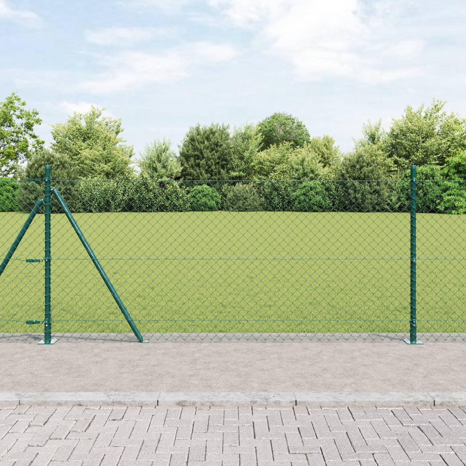 vidaXL Drahtzaun Set aus 2 Grün Pulverbeschichteter Stahl 1 x 25 m