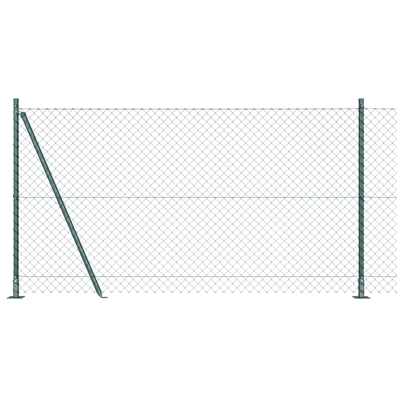 vidaXL Kettengliedzaun mit 13 Flanschpfosten 1,2x25 m verzinkter Stahl