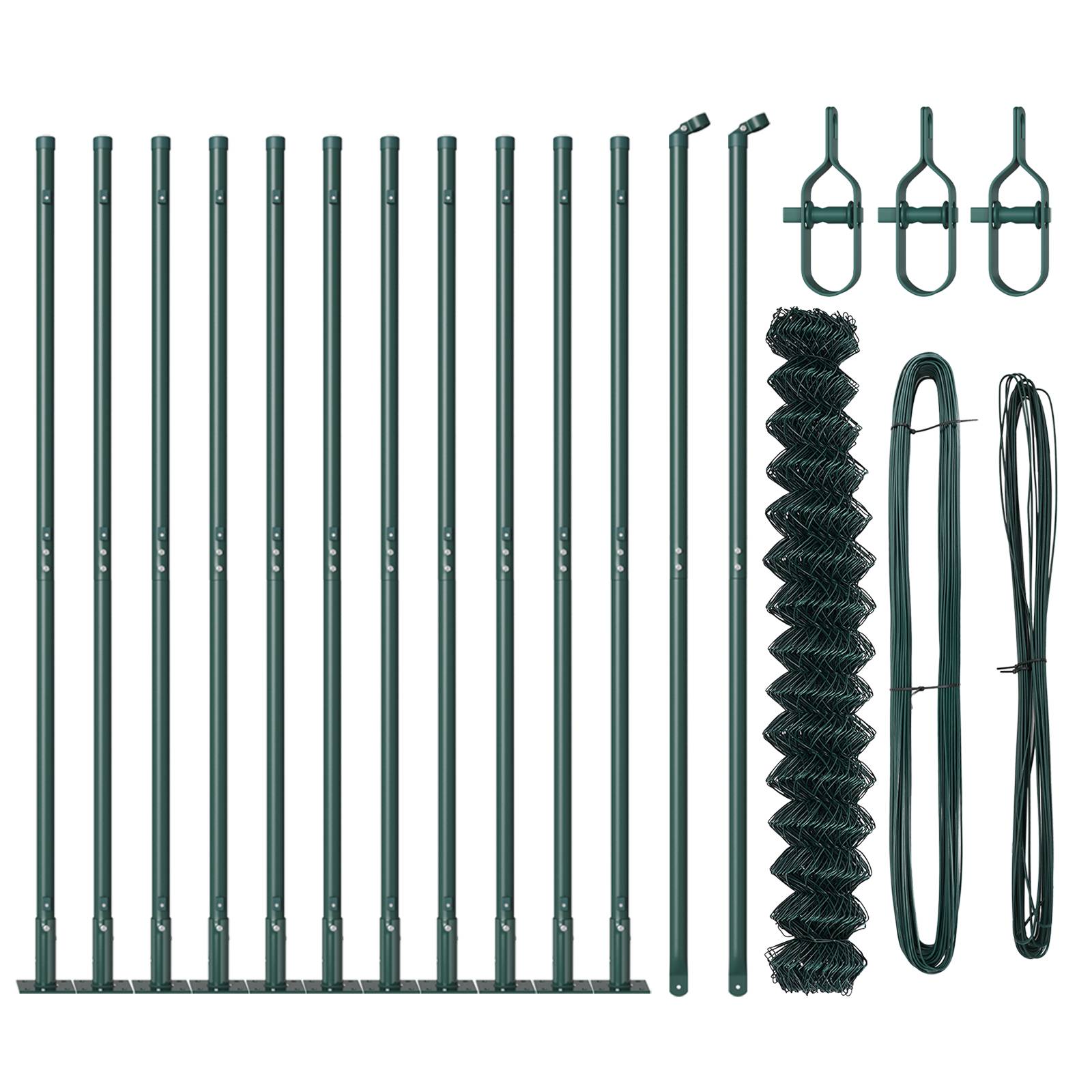 vidaXL Maschendrahtzaun Set aus 2 Grün Metall, beschichteter Draht Groß