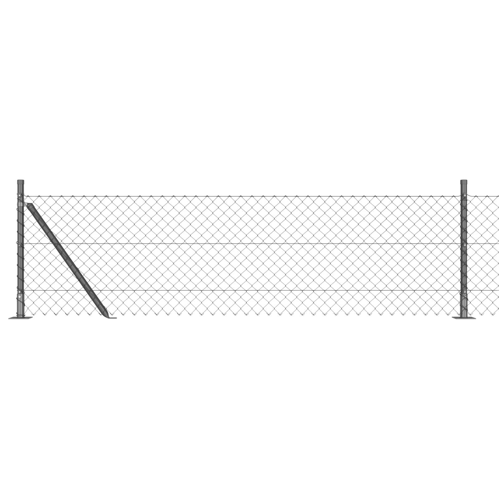 vidaXL Kettengitterzaun mit 13 Flanschpfosten 0.4 x 25 m Verzinkter Stahl
