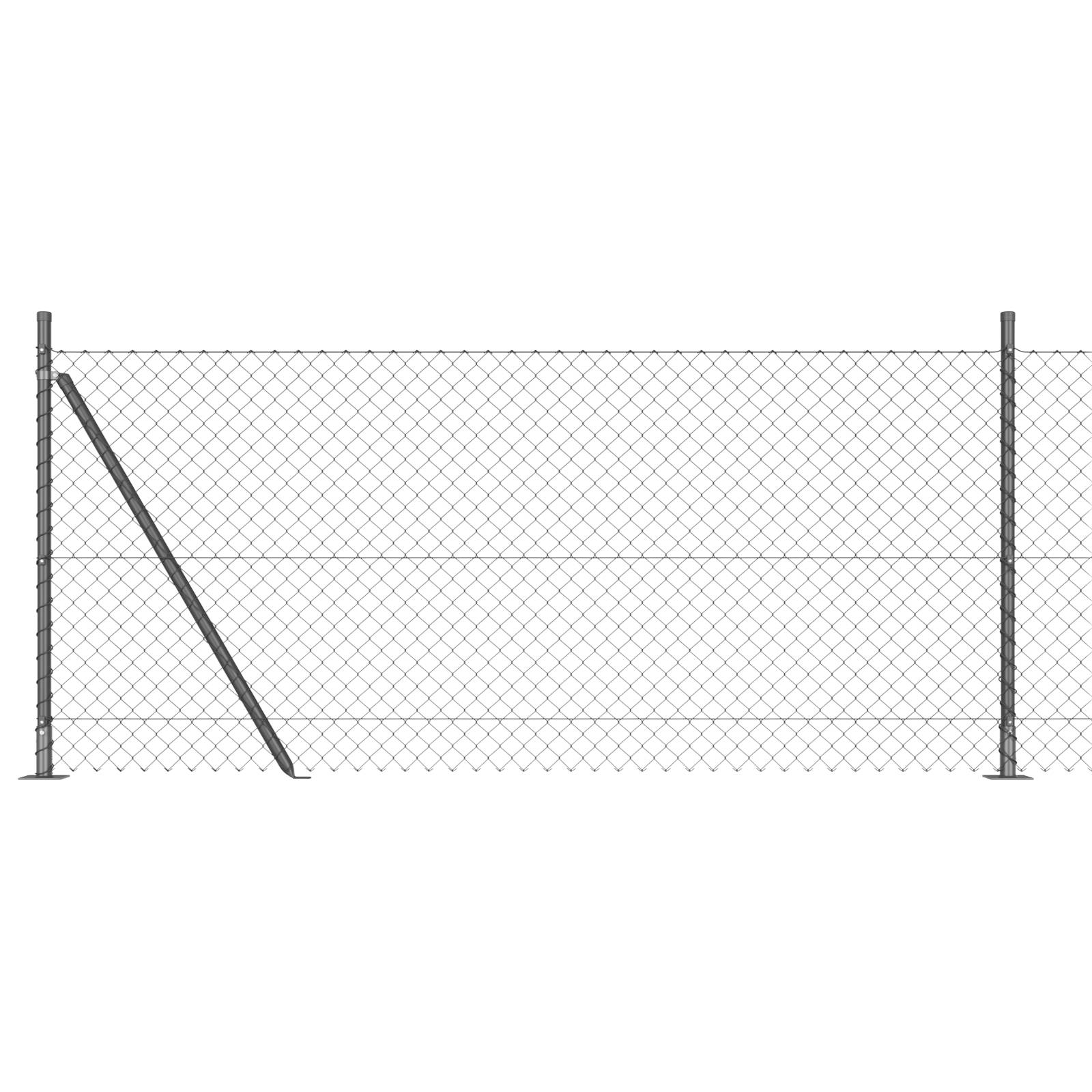vidaXL Drahtzaun mit 7 Flanschpfosten 1x10 m Galvanisierter Stahl