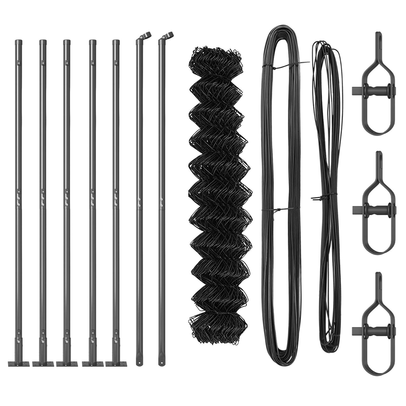 vidaXL Kettengitterzaun mit 7 Flanschpfosten 0.8x10 m verzinkter Stahl