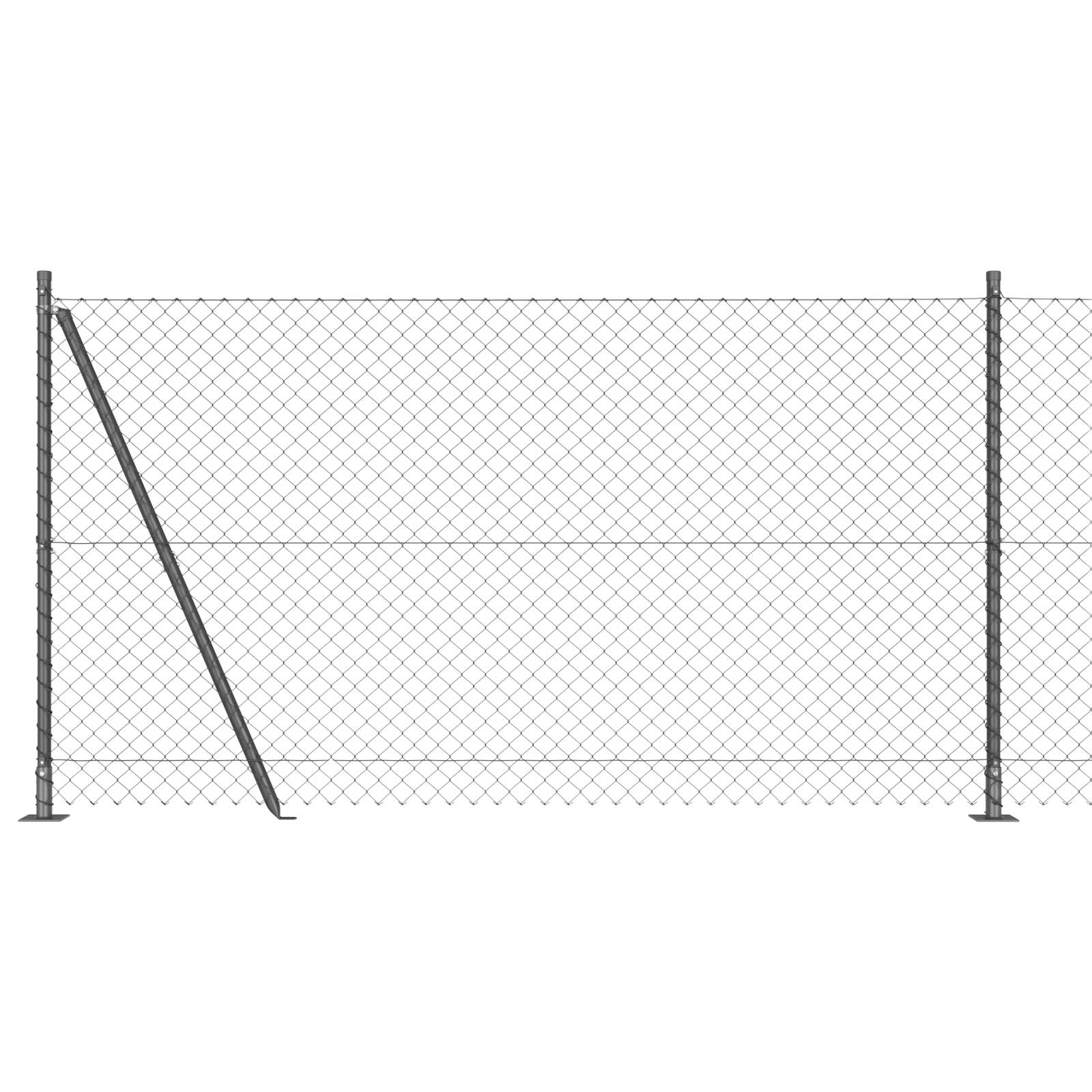 vidaXL Maschendrahtzaun mit 7 Flanschpfosten 1,2x10 m verzinkter Stahl