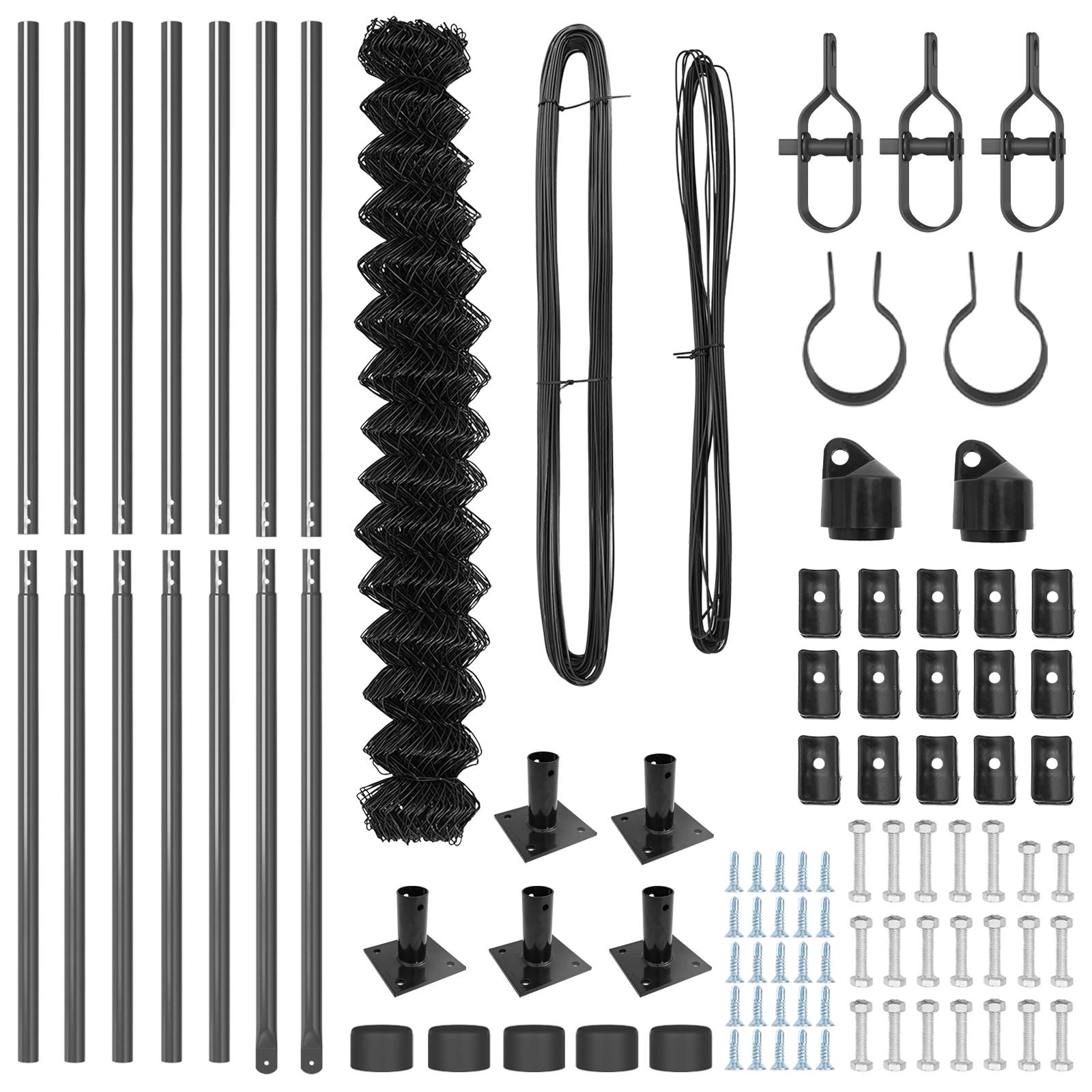 vidaXL Drahtzaun mit 7 Flanschpfosten 1,4x10 m Verzinkter Stahl