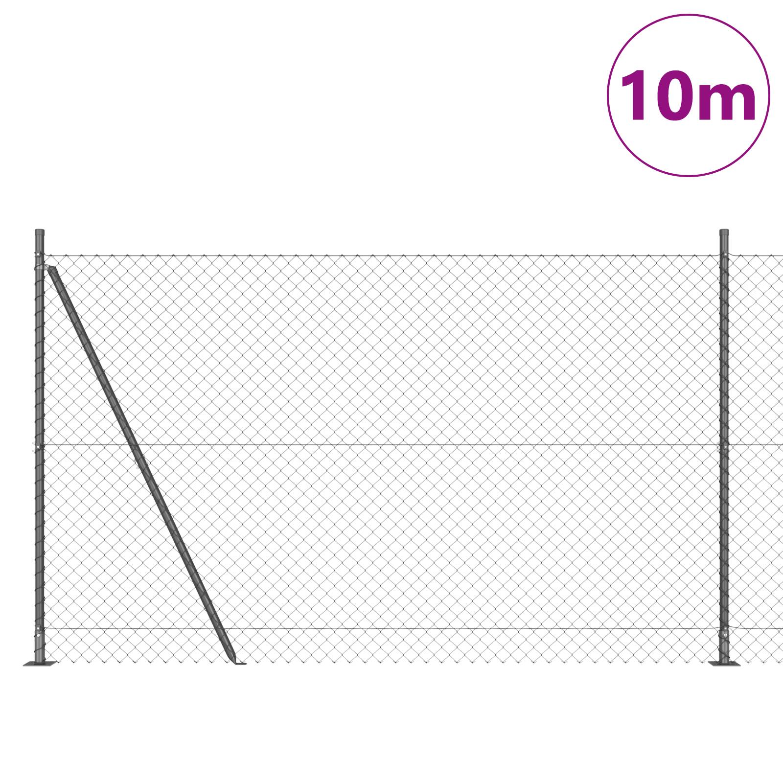 vidaXL Maschendrahtzaun mit 7 Flanschpfosten 1,4 x 10 m verzinkter Stahl