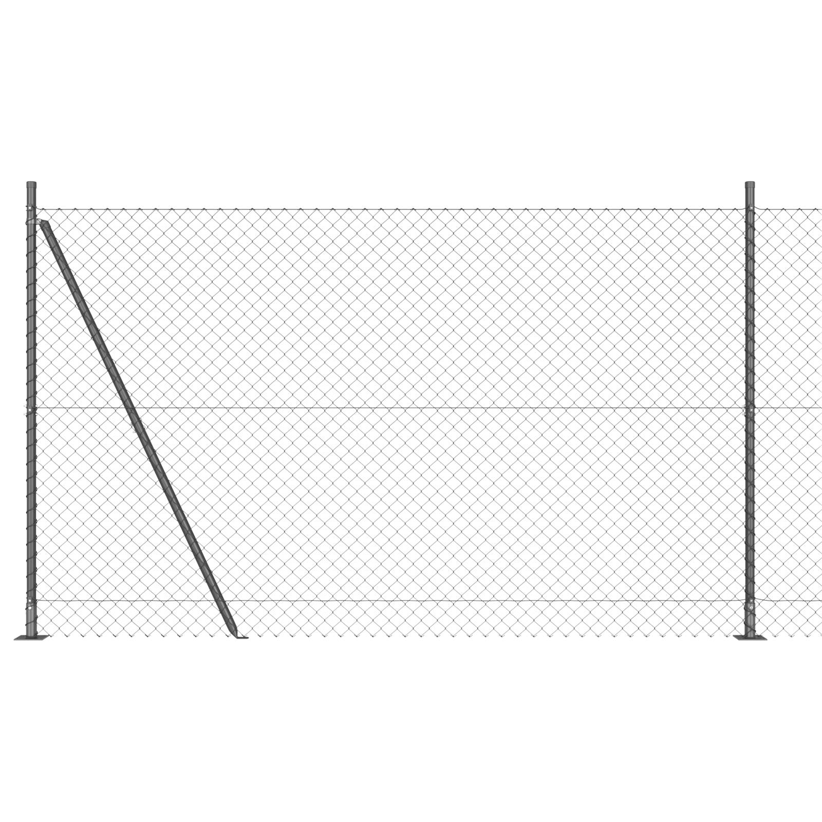 vidaXL Maschendrahtzaun mit 7 Flanschpfosten 1,4 x 10 m verzinkter Stahl