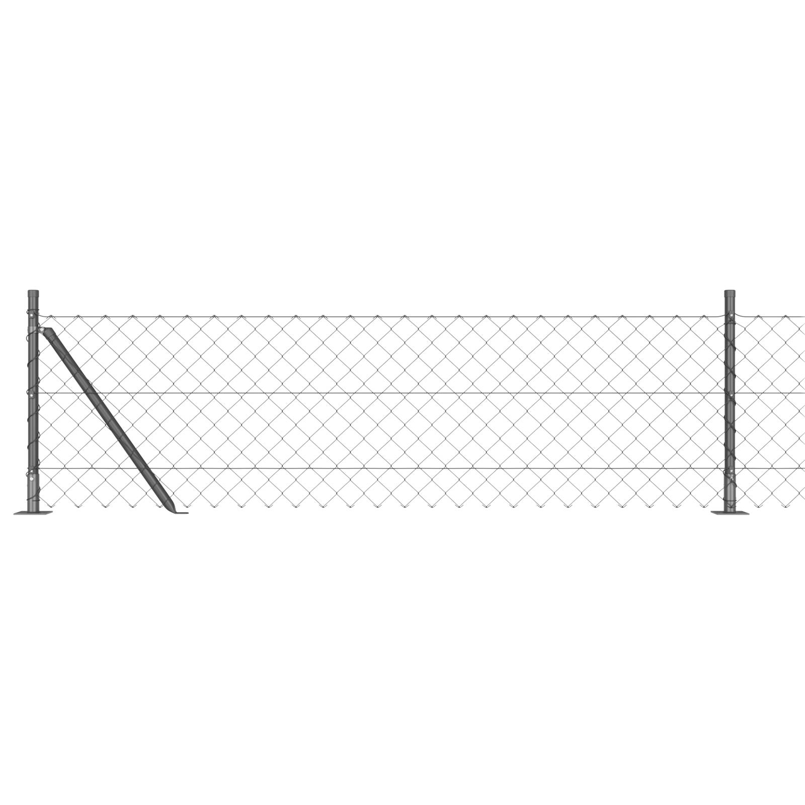 vidaXL Kettengliedzaun mit 7 Flanschpfosten 0.4x10 m verzinkter Stahl
