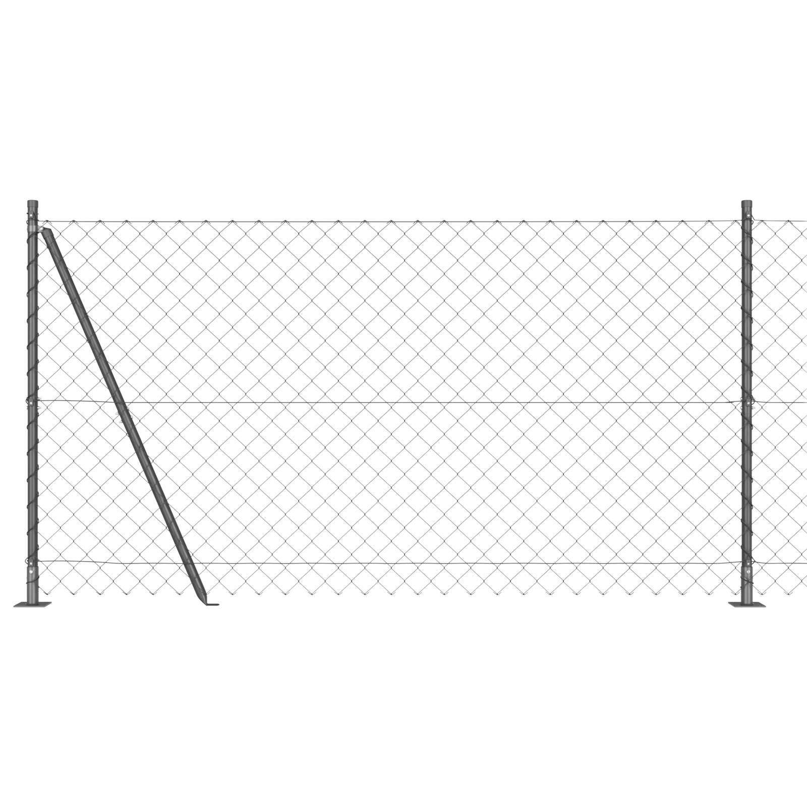 vidaXL Kettenzaun mit 7 Flanschpfosten 1,2x10 m Verzinkter Stahl