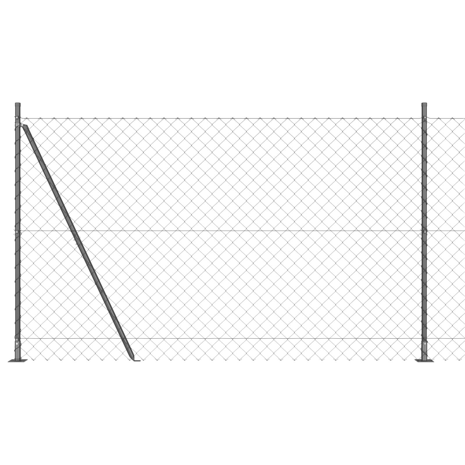 vidaXL Kettenzaun Set aus 2 Grau Pulverbeschichteter Stahl 25 x 1,5 m