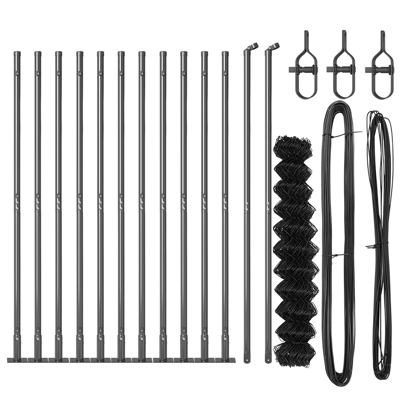 vidaXL Kettengliedzaun Set aus 2 Grau Stahl, PVC 25 x 1 m Langlebig