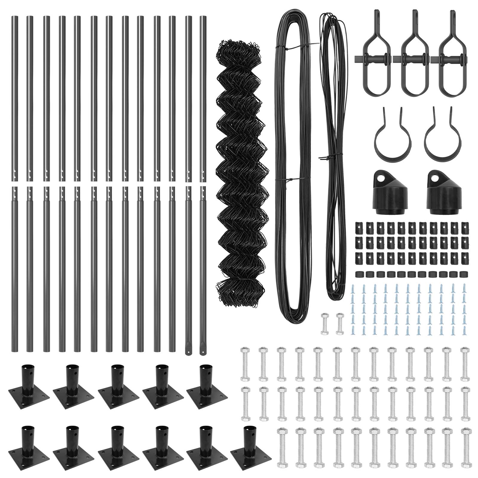 vidaXL Kettengliedzaun Set aus 2 Grau Stahl, PVC 25 x 1 m Langlebig