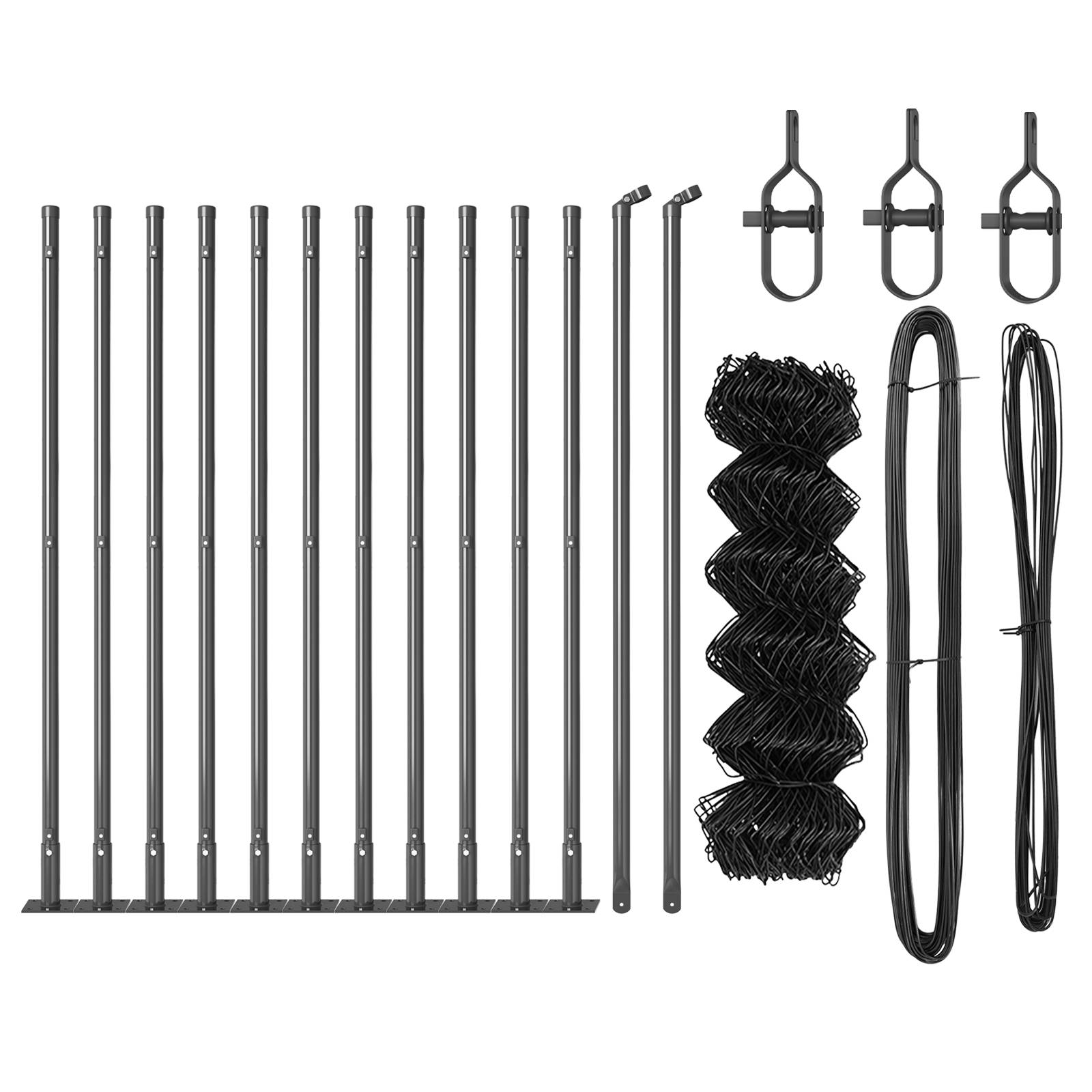 vidaXL Kettengitterzaun mit 13 Flanschpfosten 0.4 x 25 m Verzinkter Stahl