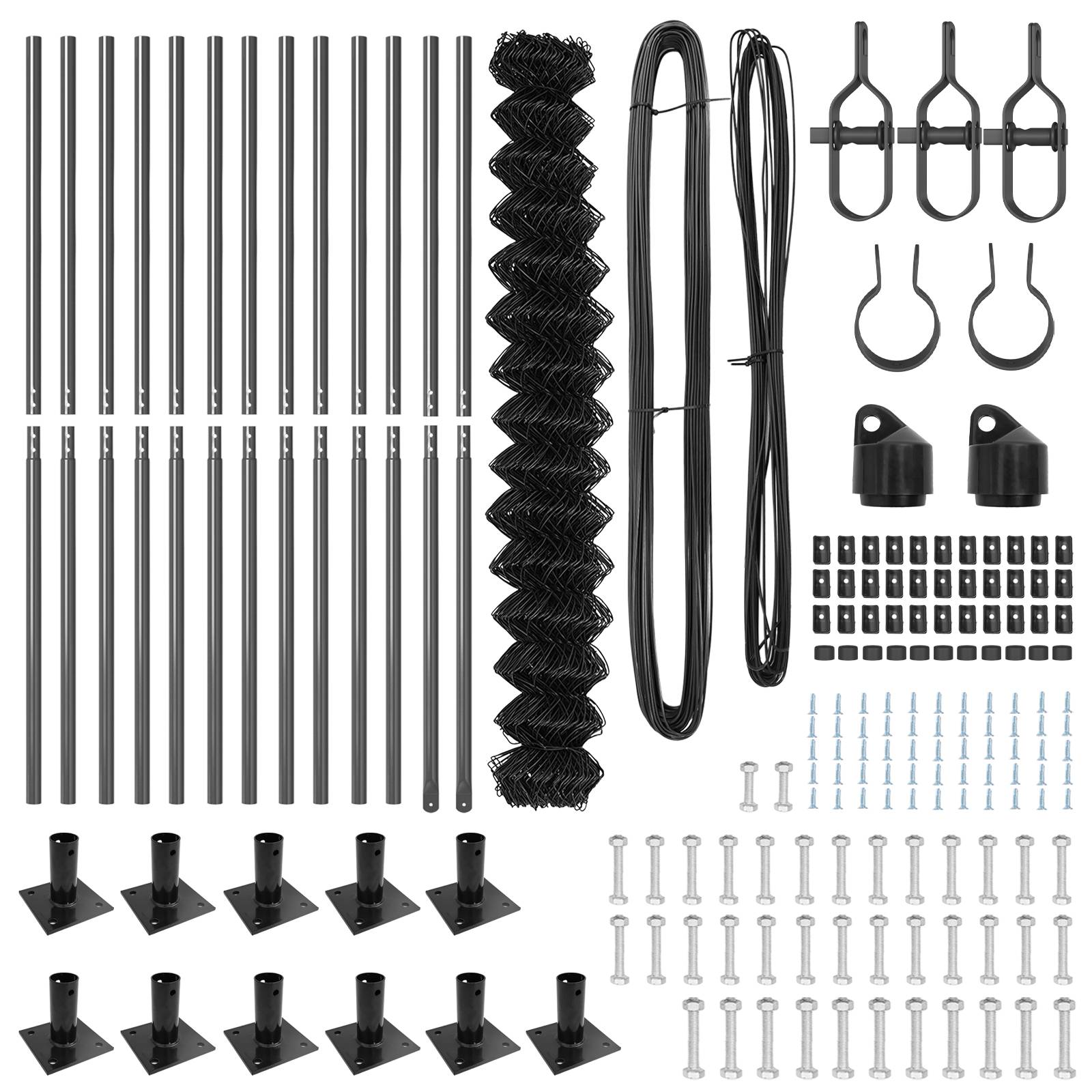vidaXL Kettenzaun Set aus 2 Grau Pulverbeschichteter Stahl 25 x 1,5 m