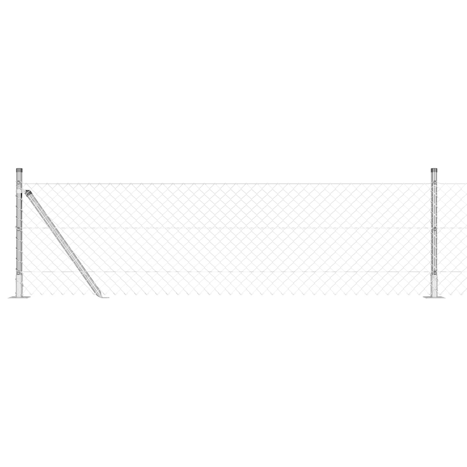 vidaXL Maschendrahtzaun mit 13 Flanschpfosten 0.6x25 m Verzinkter Stahl