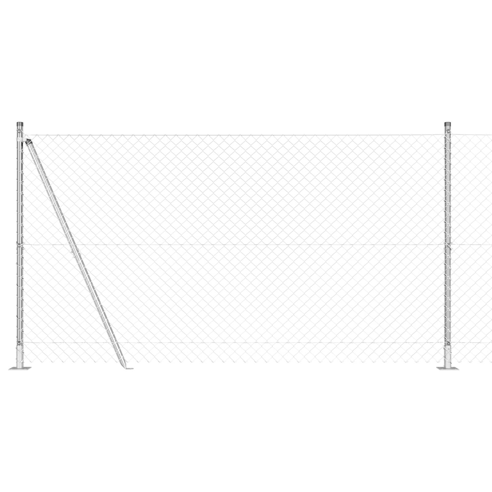 vidaXL Kettengliedzaun mit 13 Flanschpfosten 1,2 x 25 m Verzinkter Stahl