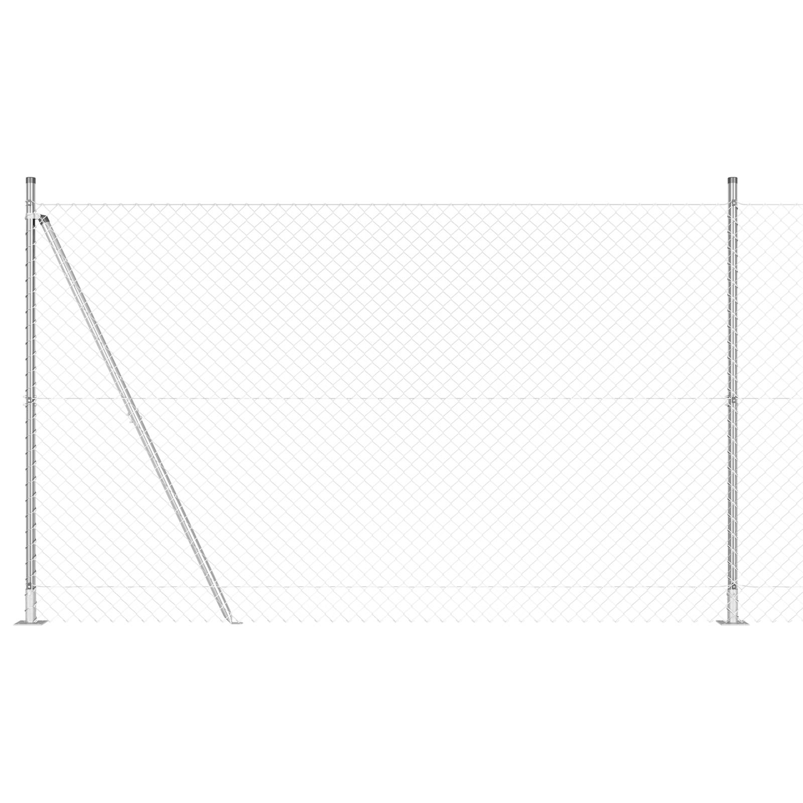 vidaXL Kettenzaun mit 7 Flanschen 1,4x10 m Verzinkter Stahl