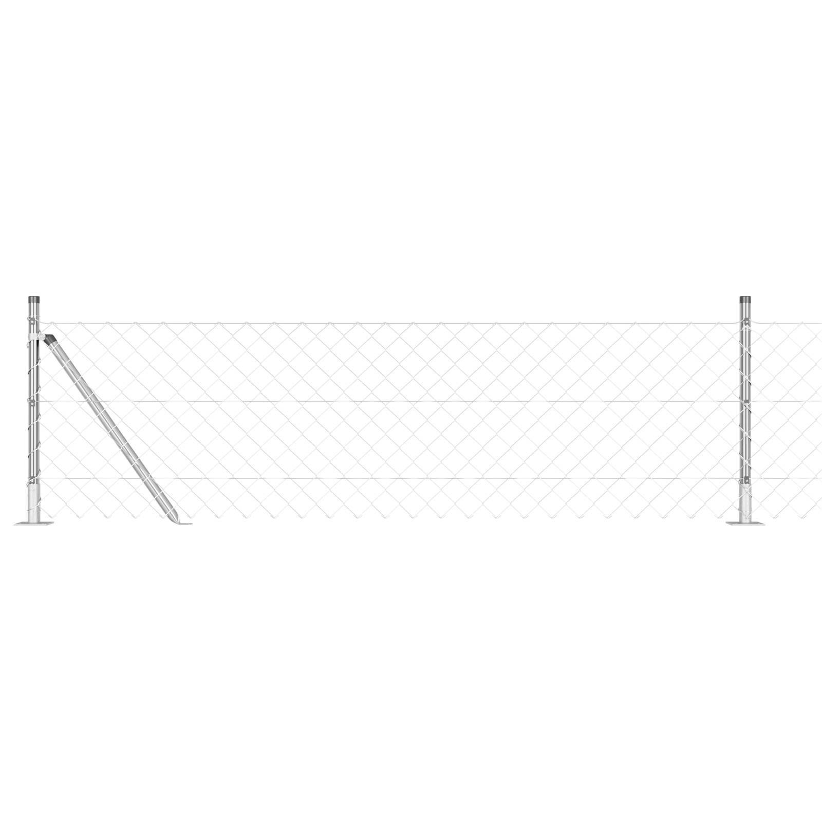 vidaXL Kettenzaun mit 7 Flanschpfosten 0,6 x 10 m aus galvanisiertem Stahl