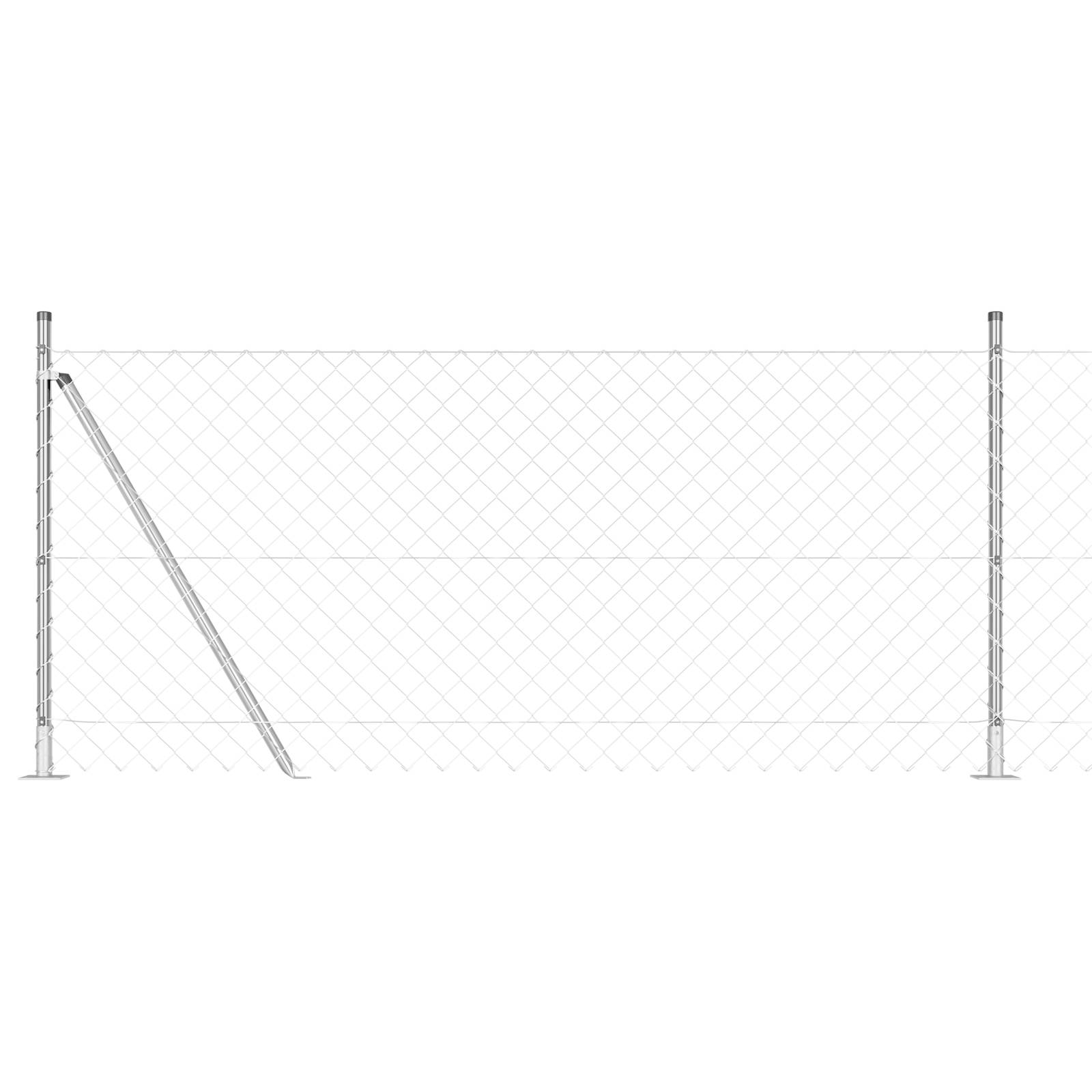 vidaXL Drahtzaun mit 7 Flanschpfosten 1x10 m verzinkter Stahl