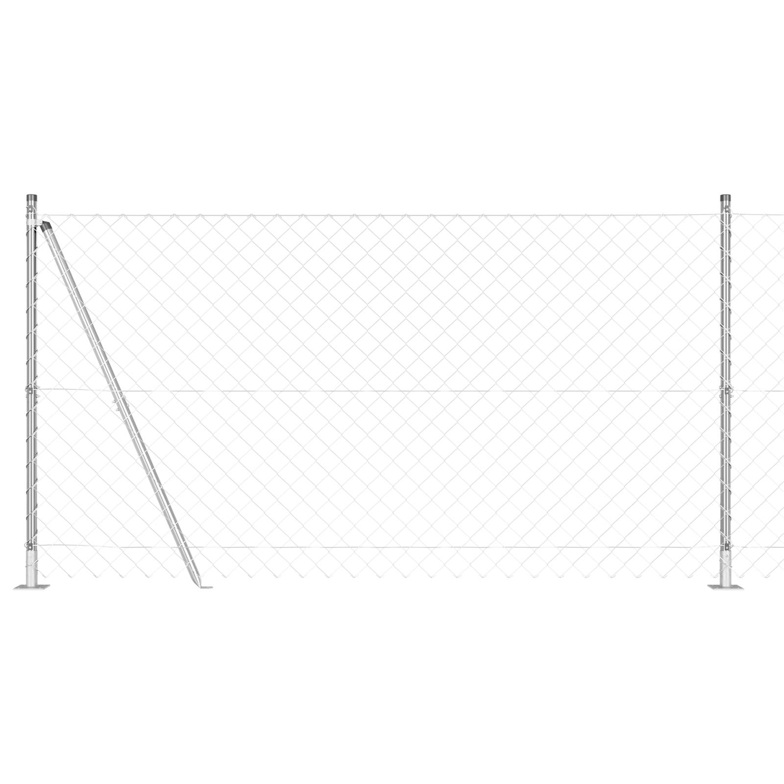 vidaXL Kettengliedzaun mit 7 Flanschpfosten 1,2x10 m verzinkter Stahl