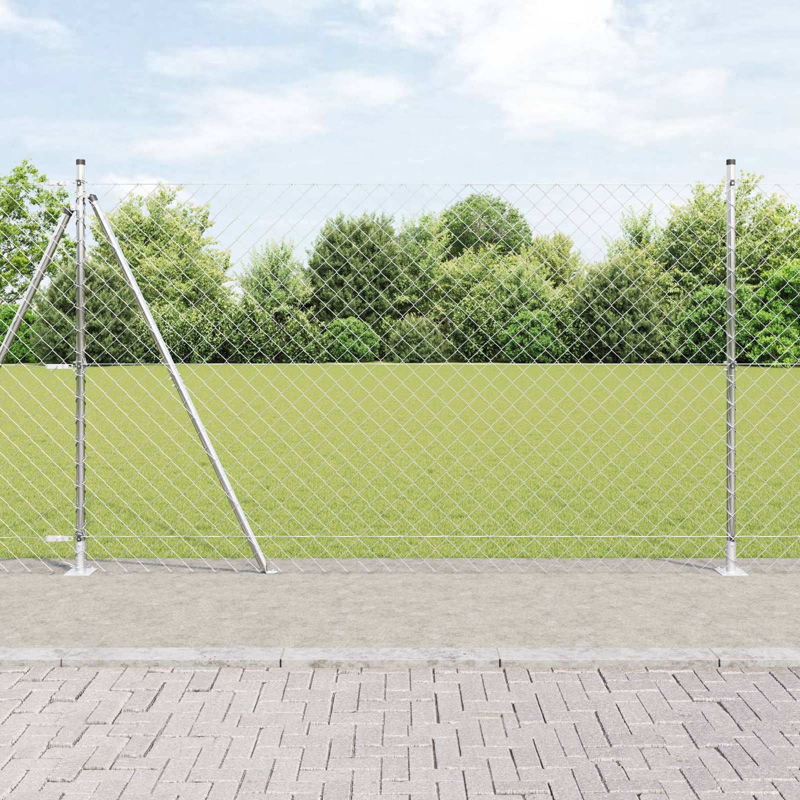 vidaXL Drahtzaun mit 7 Flanschpfosten 1,4 x 10 m Verzinkter Stahl