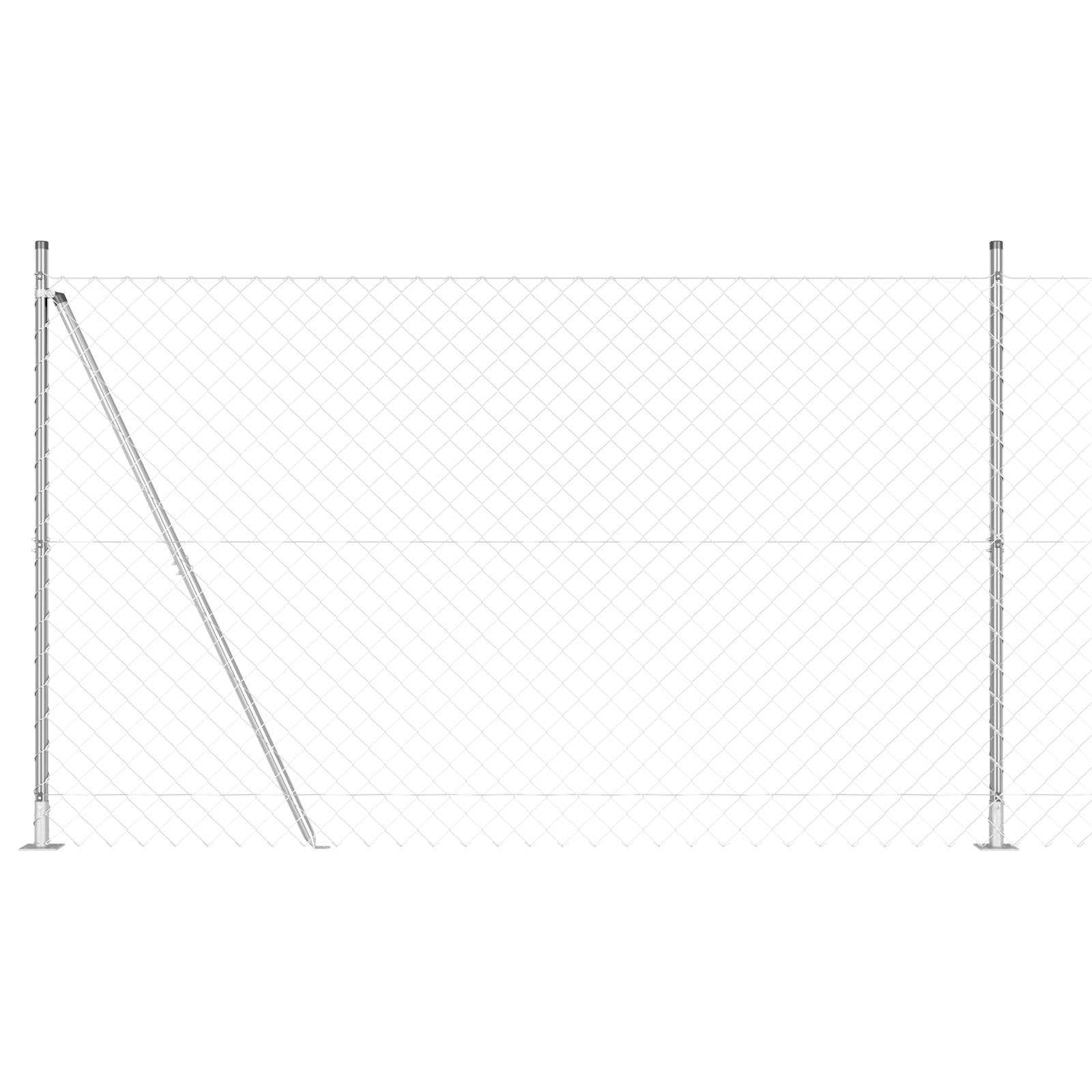 vidaXL Kettenzaun mit 7 Flanschen 1,6 x 10 m Verzinkter Stahl