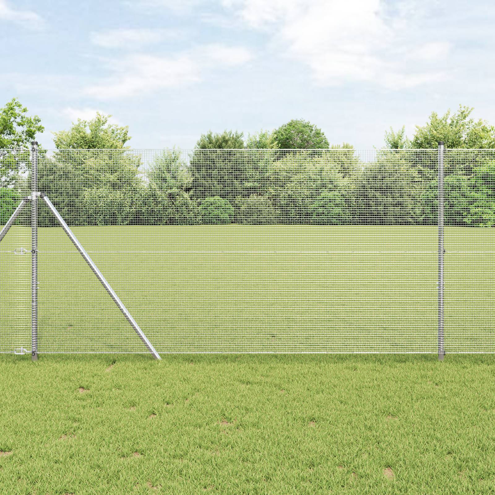 vidaXL Schweißdrahtzaun mit 13 Pfosten 1x50 m Verzinkter Stahl
