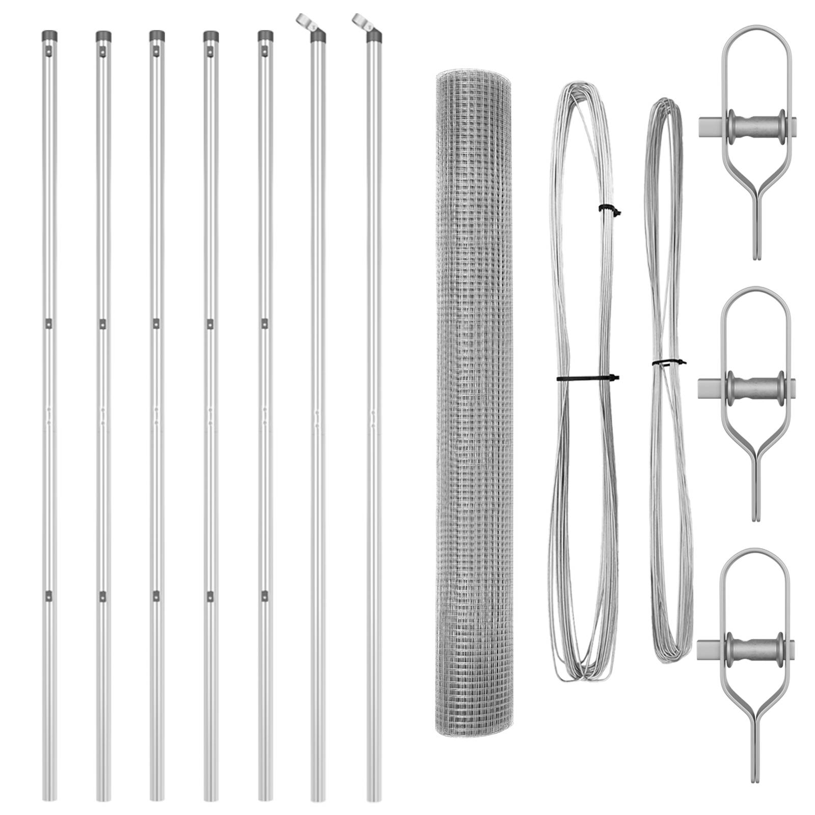 vidaXL Schweißdrahtzaun mit 7 Pfosten 1,4 x 10 m Galvanisierter Stahl