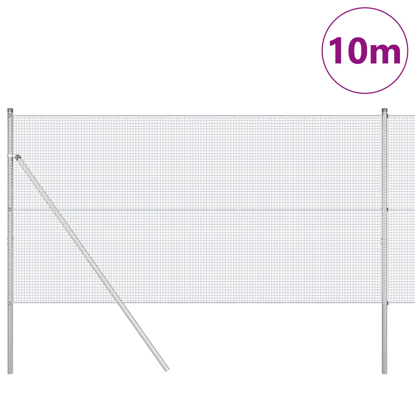 vidaXL Schweißeisen Zaun mit 7 Pfosten 1,4x10 m verzinkter Stahl