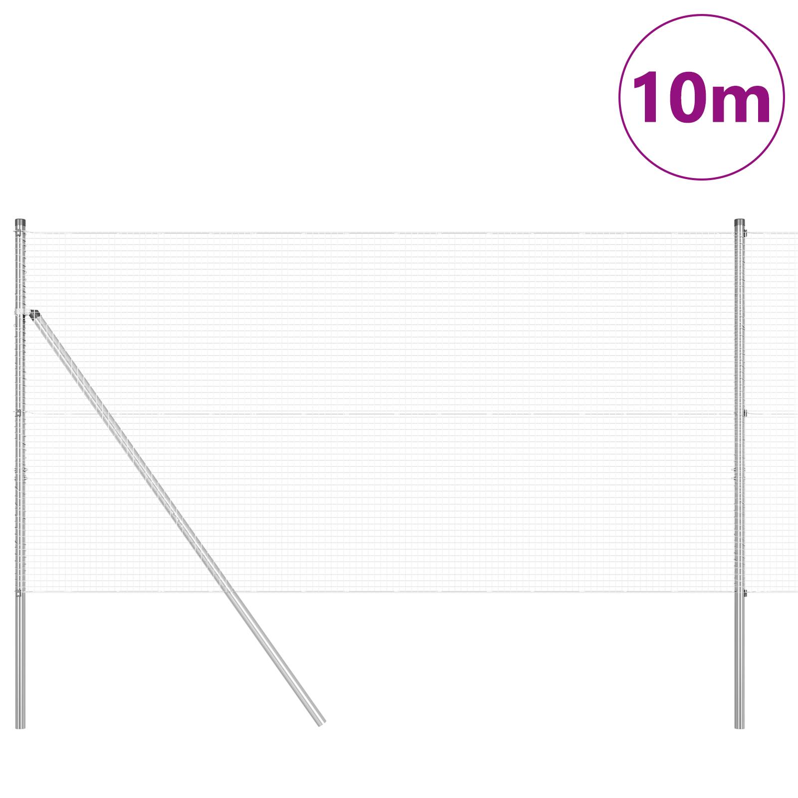 vidaXL Schweißdrahtzaun mit 7 Pfosten 1,4 x 10 m Verzinkter Stahl