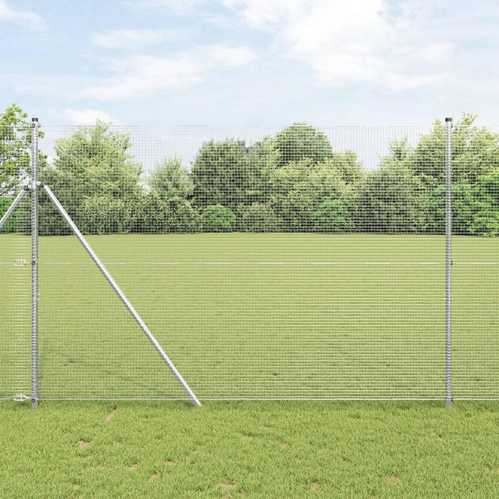 vidaXL Geschweißter Drahtzaun mit 13 Pfosten 1.5x25 m Verzinkter Stahl