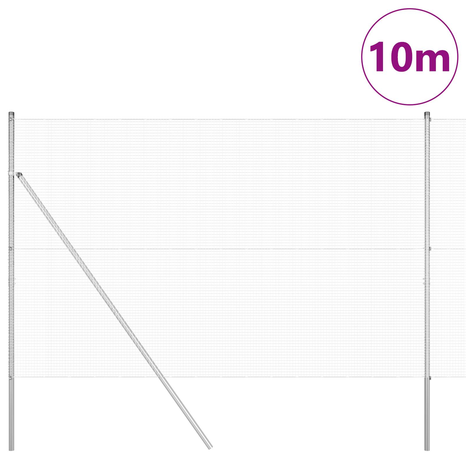 vidaXL Geschweißter Drahtzaun mit 7 Pfosten 1,5 x 10 m Verzinkter Stahl
