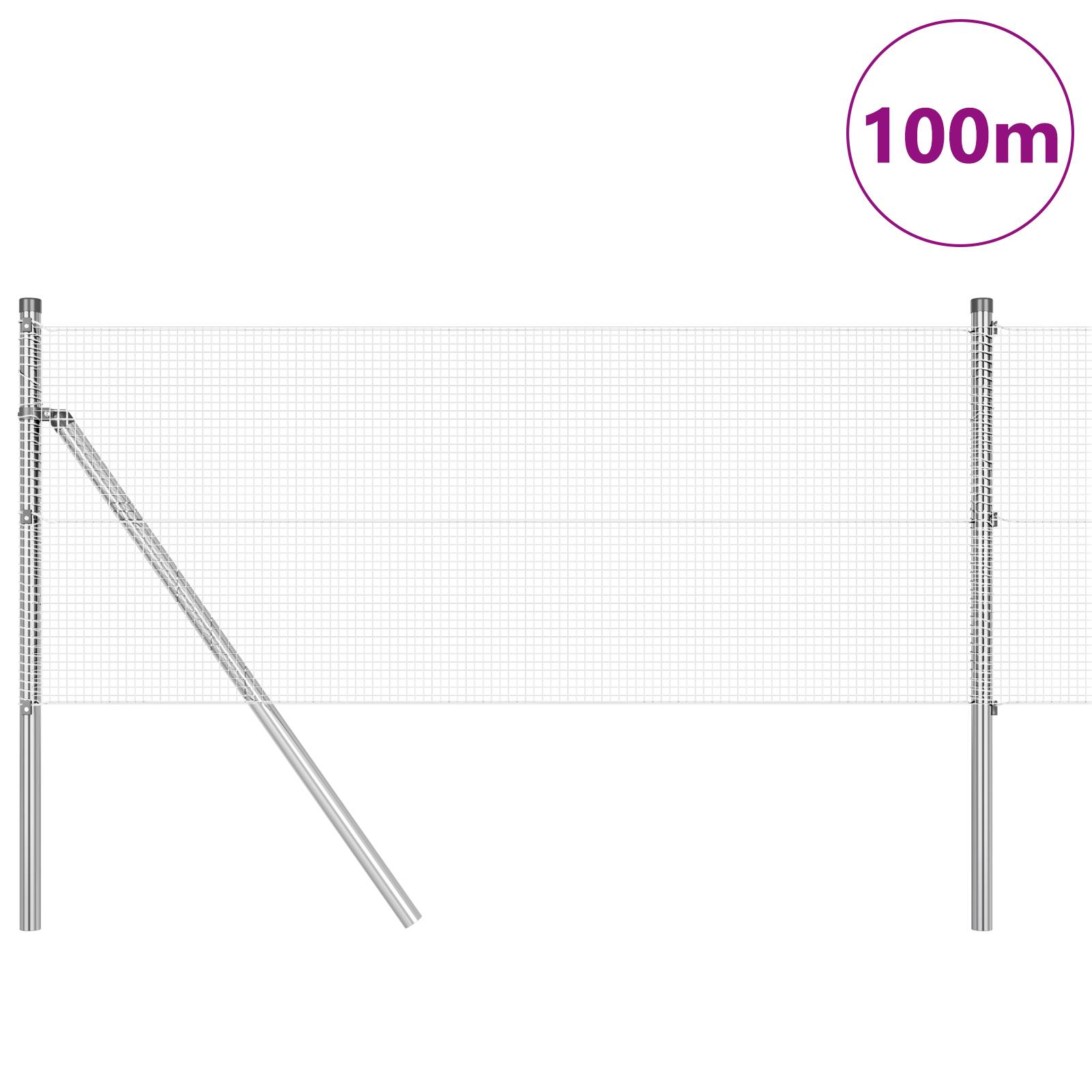 vidaXL Geschweißter Drahtzaun mit 13 Pfosten 0,4x100 m Galvanisierter Stahl