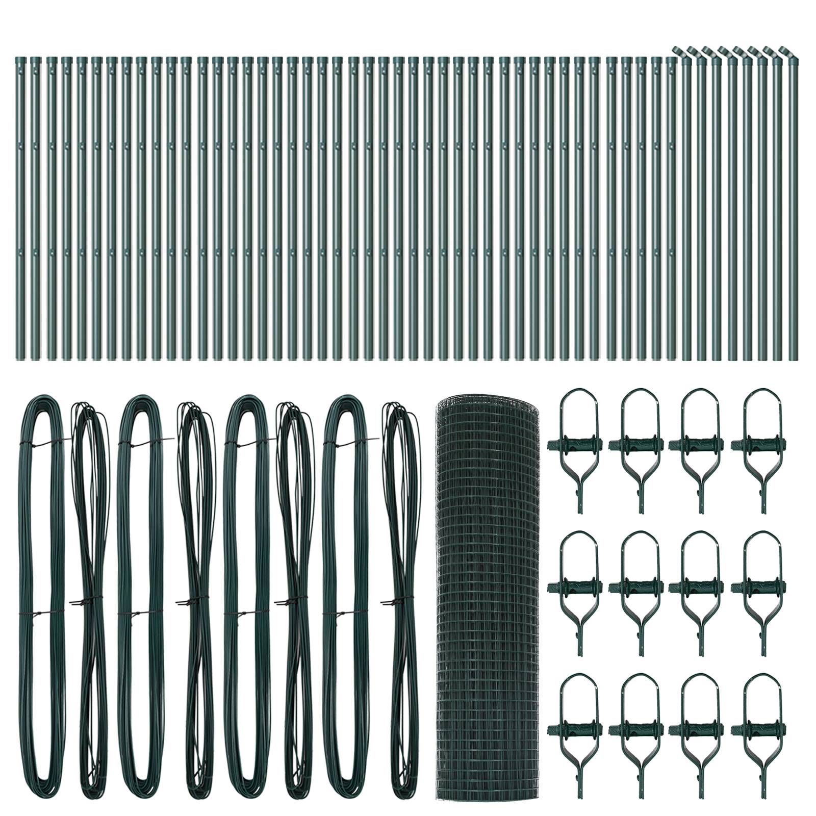 vidaXL Geschweißter Drahtzaun mit 13 Pfosten Grün 0.5x100 m Stahl
