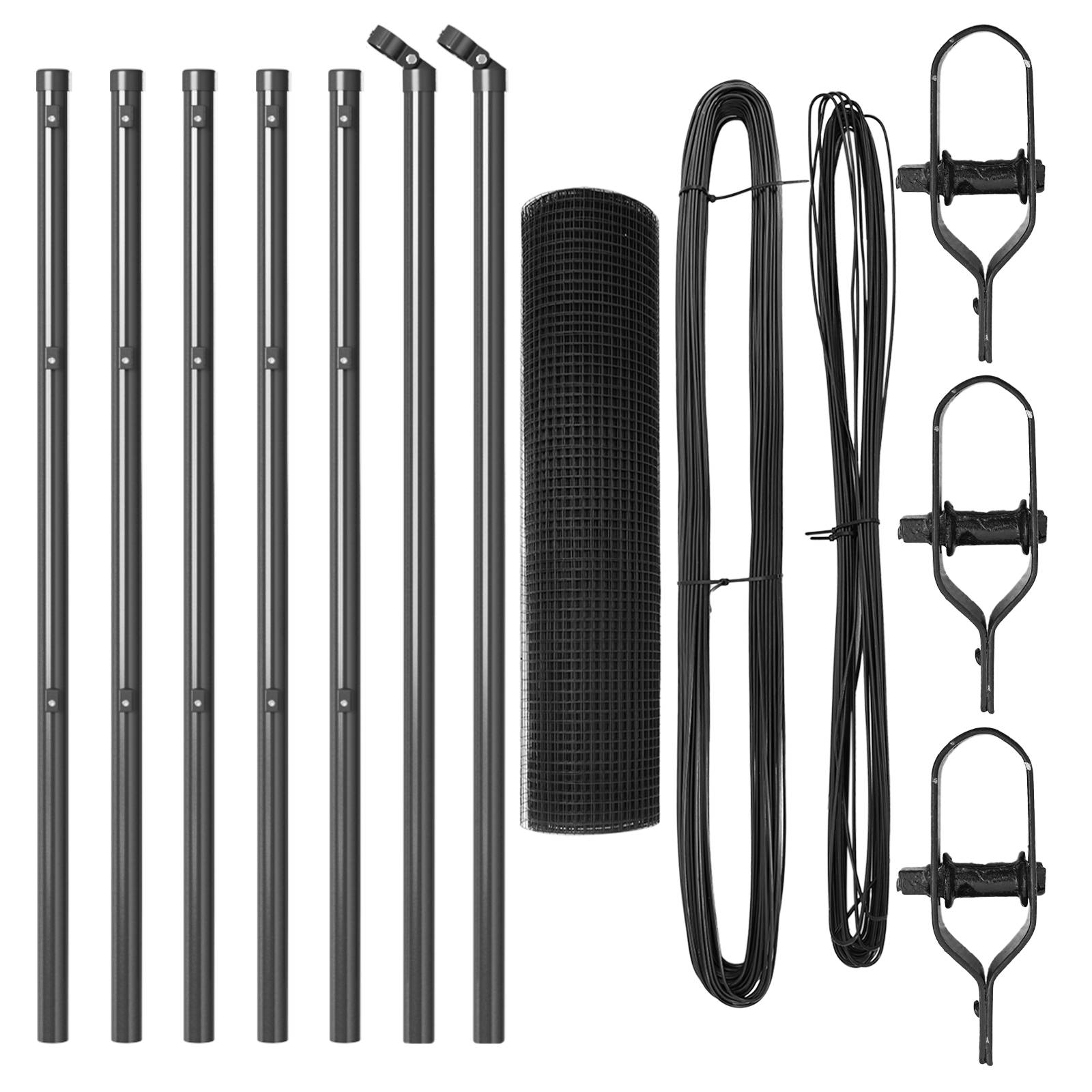 vidaXL Drahtzaun mit 7 Pfosten grau 0,4 x 10 m Stahl